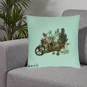 Perna Decorativa Roaba Rustica de Craciun, 40x40 cm, Verde Menta, Husa Detasabila, Perna Inclusa, BEKZ®