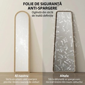 Oglindă HOMCOM de Podea și de Perete cu Suport, efect de Piatră, 40x160cm, Bej. | Aosom Romania