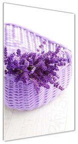 Pictura pe sticlă acrilică Lavanda în coș