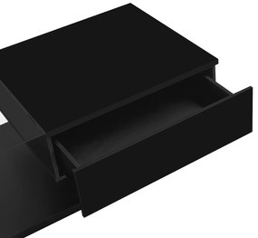 Măsuță de Cafea Modernă cu Raft din Sticlă și Efecte LED, 105x55x32,5 cm, Negru
