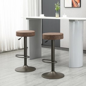 HOMCOM Set 2 Scaune de Bar, Scaune de Bucătărie Pivotante, Înălțime Reglabilă, 35x36x64-85 cm, Maro | Aosom Romania