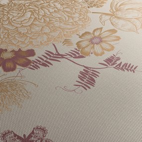 Tablou - Vintage, flori și fluturi (120x50 cm)