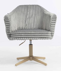 HR832CROSS Scaun Gri Teddy Cord cu Bază Crem