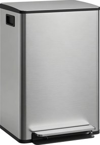 HOMCOM Coș de gunoi bucătărie 50L, coș cu pedală, găleată interioară detașabilă, capac cu închidere silențioasă, 41,7x36,6x62cm, argintiu | Aosom Romania