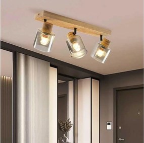Brilagi - Aplica spot HYGGE 3xE14/15W/230V lemn/sticlă fumurie