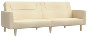 337406 vidaXL Canapea extensibilă cu 2 locuri, crem, material textil