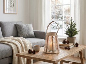Lumanare decorativa cu sclipici CONE GLAM 22 cm, alba