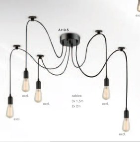 Lustra design Retro cu 5 pendule, MARACANA A110-5 GL