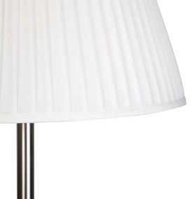 Lampă de podea modernă din oțel cu umbră plisată albă 45 cm - Simplo