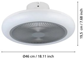 Ventilator LED dimabil de tavan Eglo 35138 KOSTRENA LED/25,5W/230V gri + telecomandă