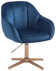 HR2055CROSS Scaun Bleumarin din Catifea cu Bază Aurie