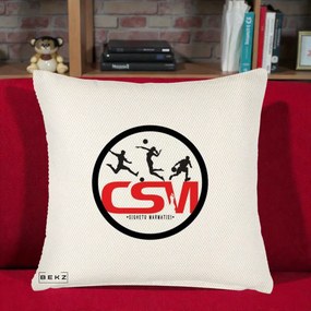 Perna Personalizata CSM Sighetu Marmatiei Sport, 40x40 cm, Crem Reliefat, Husa Detasabila, Perna Inclusa, BEKZ®