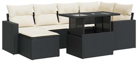 3326347 vidaXL Set canapele de grădină cu perne, 7 piese, negru, poliratan