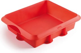 Tava pentru copt Lekue 1009482, 27x27 cm, Silicon platinat, -60°C / +220°C, Rosu