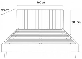Pat matrimonial bej/natural cu somieră 180x200 cm Oceane – Bobochic Paris
