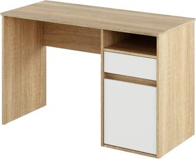 Birou BILI NEW, stejar sonoma/alb, DTD laminat, 120x53x75.5 cm