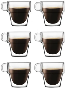 Set 6 cani espresso Altmore, sticla borosilicat, pereti dubli, 80 ml