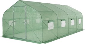 Tunel de folie cu cadru metalic 3x6m Garden Point verde cu 2 perechi de uși