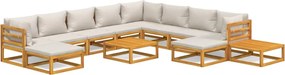 vidaXL Set mobilier grădină cu perne gri deschis, 12 piese, lemn tec