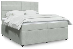 3294730 vidaXL Pat box spring cu saltea, gri deschis, 200x200 cm, catifea