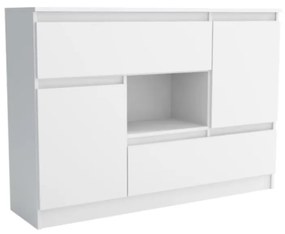 Comoda cu 4 usi si spatiu, 120x85x33 cm, alb, Bortis Impex