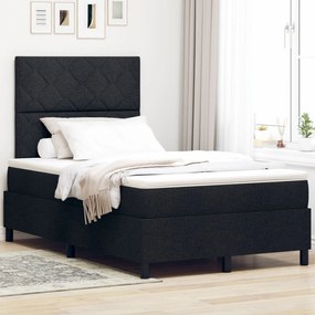 vidaXL Pat cu saltea cu arcuri și LED - - Negru - 120x190 cm - Țesătură