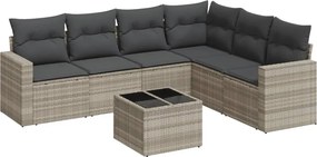 vidaXL Set canapele de grădină cu perne, 7piese gri deschis poliratan