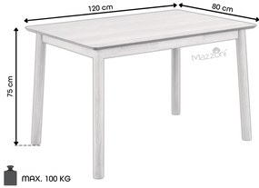 MAZZONI EXPORT ZARION Stejar natural - MASĂ DE BUCĂTĂRIE 120 cm DE LEMN FURNIR