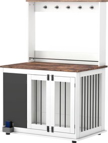 PawHut Cutie pentru câini cu raft de depozitare pentru jucării, cârlige pentru lese, tablă pentru scris, burete pentru șters, pentru câini mari, Alb | Aosom Romania