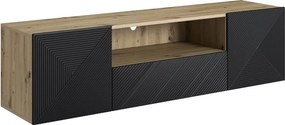Comodă TV suspendatăă Asha 167 cm cu sertar și nișă - artisan / negru mat