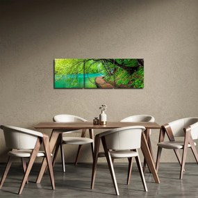 Tablou - Lacurile Plitvice (cu ceas) (90x30 cm)