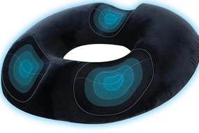 Pernă antihemoroizi, tip colac, spumă cu memorie ultra confortabilă, Negru, Fermitate Extra