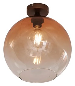 Plafonieră Art Deco bronz închis cu sticlă maro - Sandra