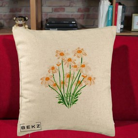 Perna Decorativa Margarete Camp, 40x40 cm, Bej, Husa Detasabila, Perna Inclusa, BEKZ®