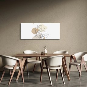 Tablou - Flori bej cu fluture N⁰1 (120x50 cm)
