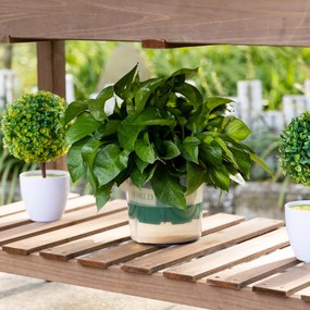 Outsunny Jardinieră pe Picior - Carré potager cu roți - raft, Tavă Rabatabilă, Inserturi de Irigare, Fâș de Drenaj Inclus - Lemn Brad pre-uleiuit | Aosom Romania