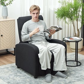 HOMCOM Fotoliu de Relaxare Reclinabil Manual cu Suport pentru Picioare din Țesătură Neagră | Aosom Romania