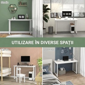 HOMCOM Birou pentru Computer cu Picioare Reglabile, 120x60x76 cm, Alb | Aosom Romania