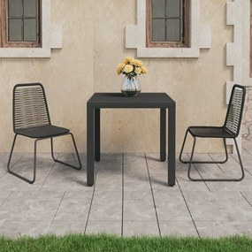 vidaXL Set mobilier de grădină, 3 piese, negru, ratan PVC
