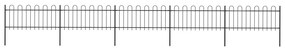 Gard de gradina cu varf curbat, negru, 8,5 x 0,8 m, otel 1, 0.8 m, 8.5 m