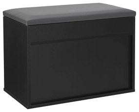 Suport pantofi cu capac rabatabil și șezut căptușit 60 x 30 x 44 cm negru