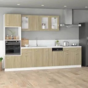 vidaXL Dulap cuptor microunde “Lyon”, stejar Sonoma, 60 x 57 x 207 cm
