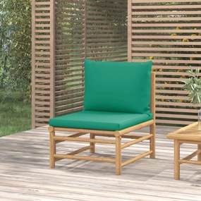 362294 vidaXL Canapea de mijloc pentru grădină, perne verzi, bambus