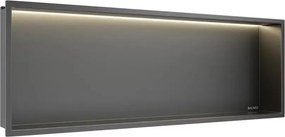 Raft incastrat dreptunghiular Balneo Wall-Box One LED cu rama 90x30x10 cm Gun Metal mat
