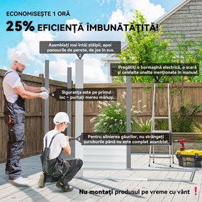 Outsunny Magazie de Gradina, Suport pentru Unelte din Otel cu Usi Glisante si Orificii de Aerisire, 196x236x208 cm, Maro | Aosom Romania