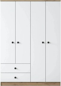 Dulap BA108-2067, alb/nuc, PAL melaminat, cu 4 usi si 2 sertare, 120x4