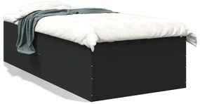 3280980 vidaXL Cadru de pat, negru, 75x190 cm, lemn prelucrat