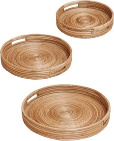 Set 3 tavi din rattan natural – S/3, H8 x Ø 60 cm