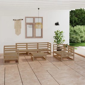 3075457 vidaXL Set mobilier de grădină, 8 piese, maro miere, lemn masiv de pin
