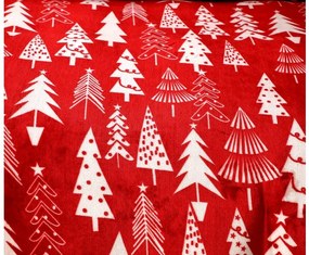 Lenjerie de pat din microplus BRAZI DE CRACIUN rosie + cearceaf din microplus SOFT 90x200 cm alb